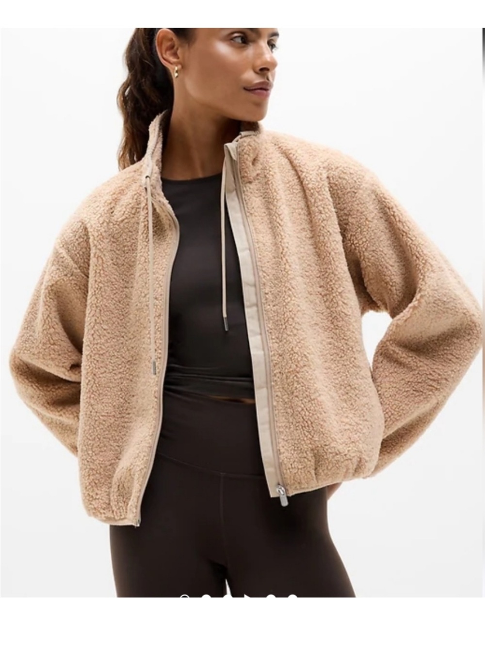 Athleta Plush Teddy Zip Jacket - Beige